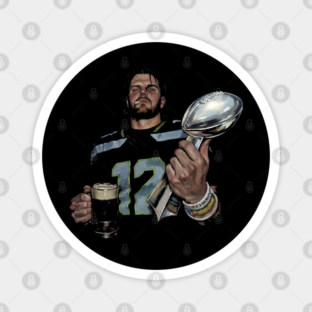 Sam Darnold #14 "GEQBUS" Super Bowl LX Champion Vintage Graphic Tee Magnet by dtr_art